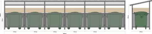 Контейнерная площадка для мусора R-06-1 с дверцами